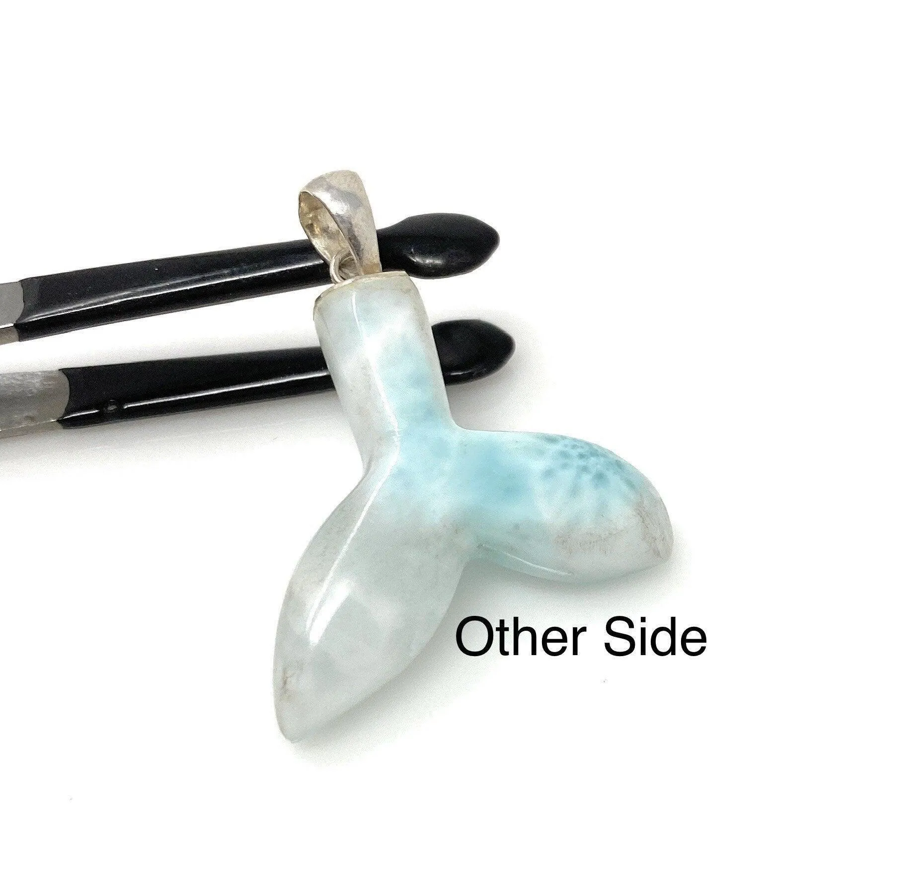 14g Larimar Mermaid Tail Pendant, Sterling Silver Pendant, Bohemian
