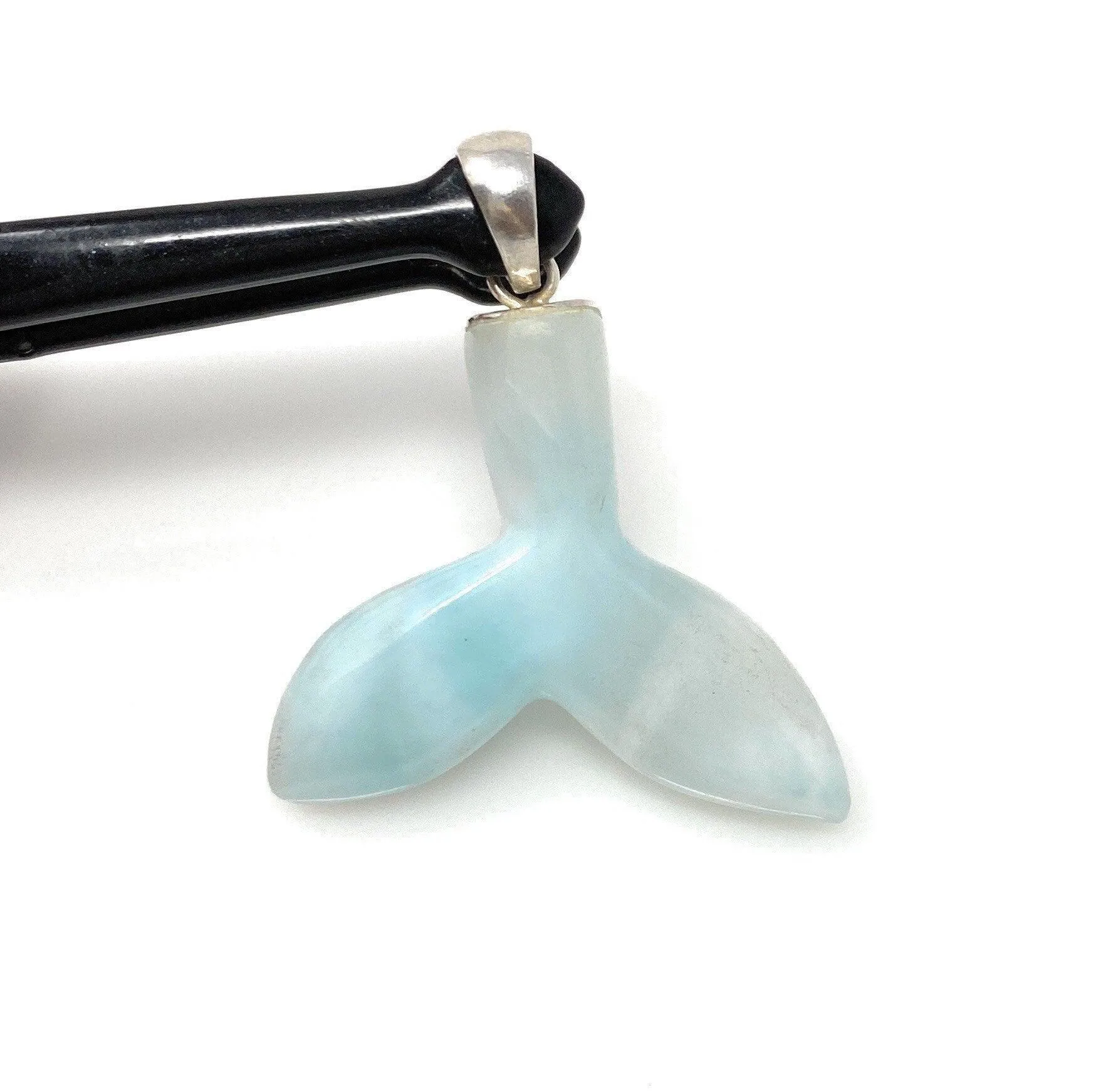 14g Larimar Mermaid Tail Pendant, Sterling Silver Pendant, Bohemian