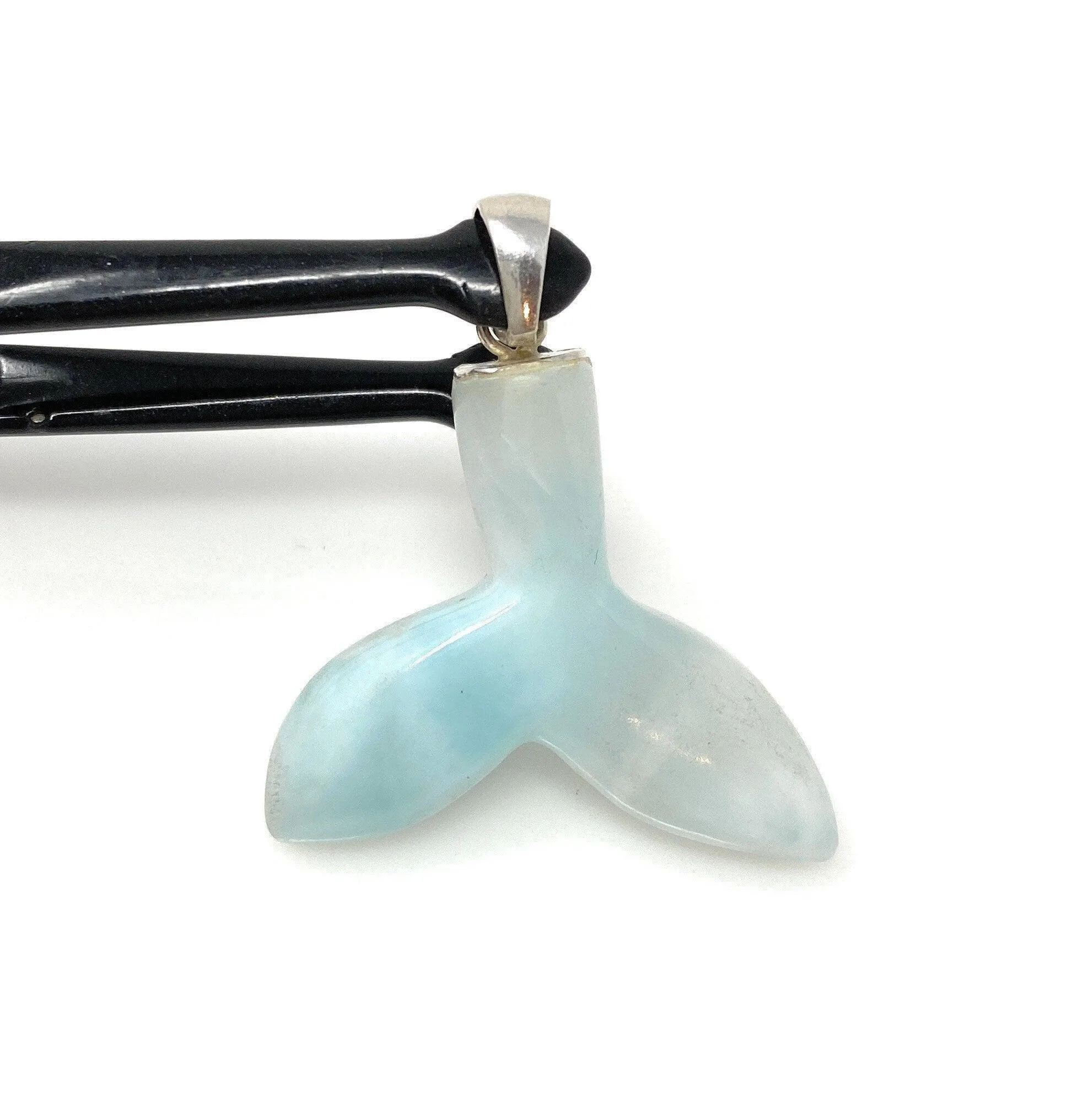 14g Larimar Mermaid Tail Pendant, Sterling Silver Pendant, Bohemian