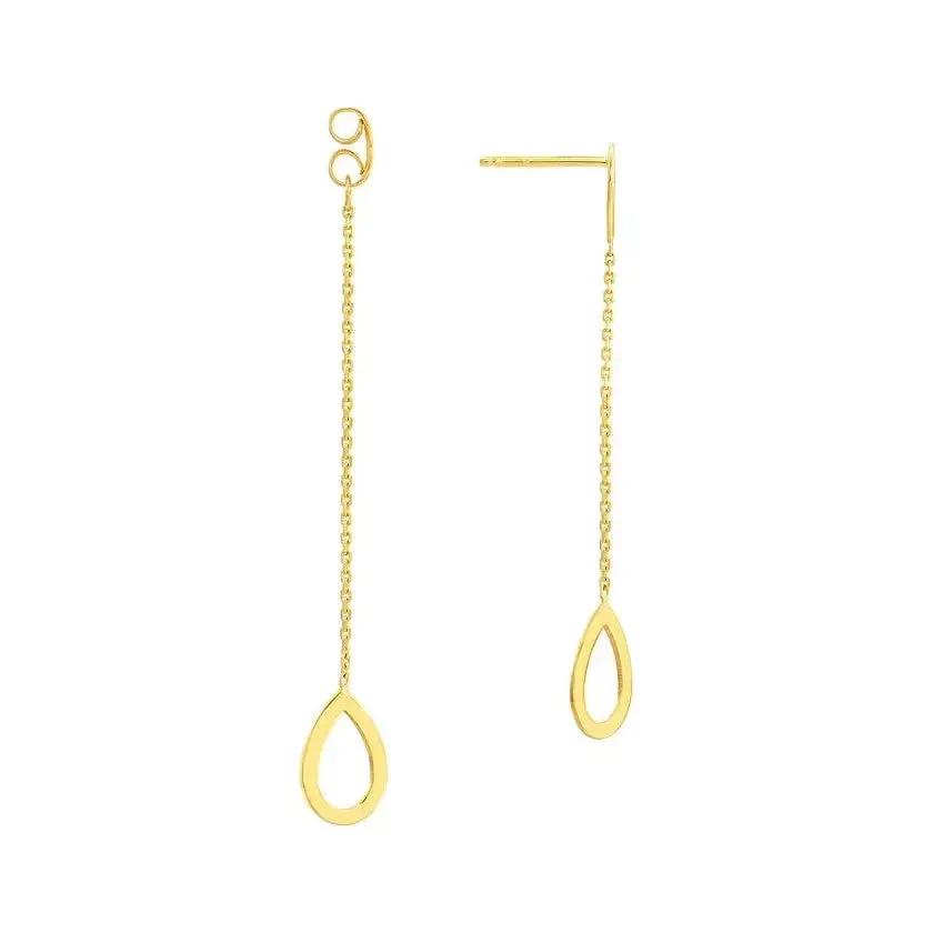 14KY FRONT TO BACK TEAR STUDw/OPEN TEAR DROP Earring
