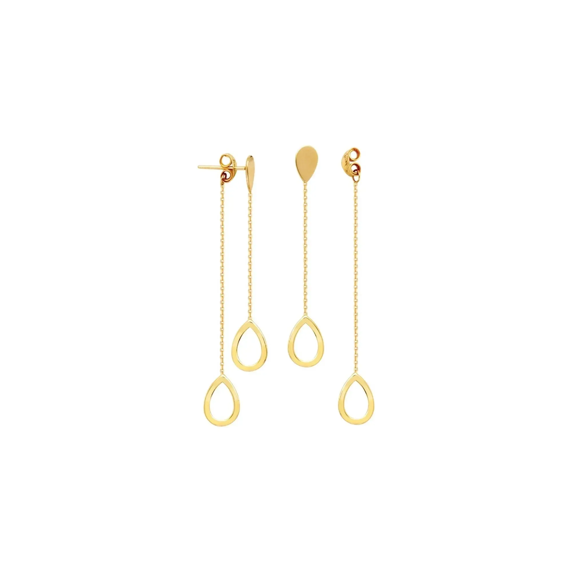 14KY FRONT TO BACK TEAR STUDw/OPEN TEAR DROP Earring