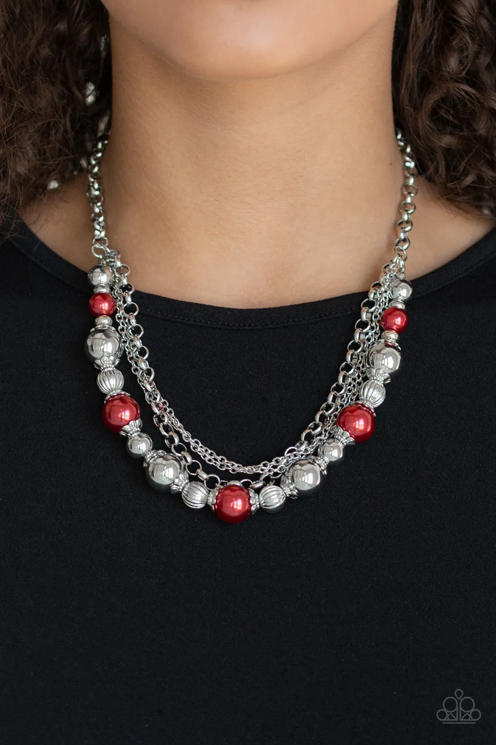 5th Avenue Romance - Red and Silver Necklace