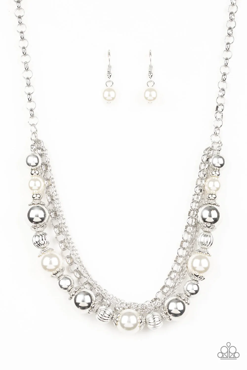 5th Avenue Romance - White and Silver Necklace