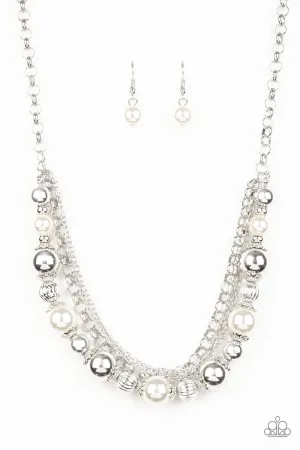 5th Avenue Romance - White and Silver Necklace