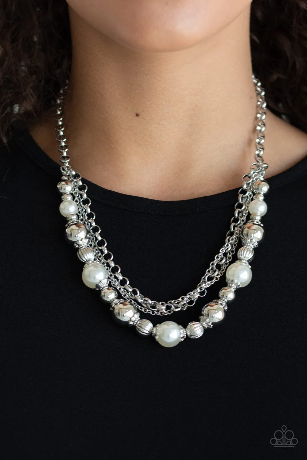 5th Avenue Romance - White and Silver Necklace