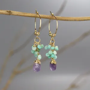 Amazonite Cluster Hoop Earrings