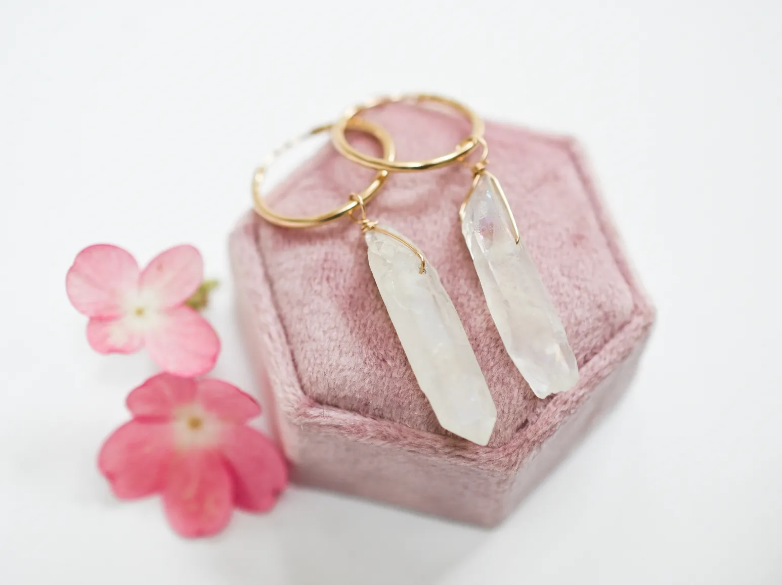 Bohemian Aura Quartz Hoops