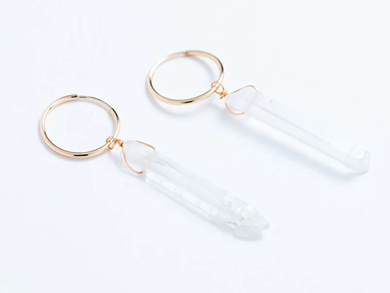 Bohemian Aura Quartz Hoops