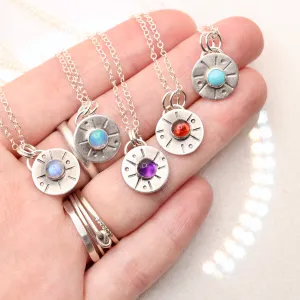 Bohemian Natural Gemstone Necklace in Stamped Silver
