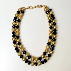 Bold Statement Layered Necklace in Gold tone and Black