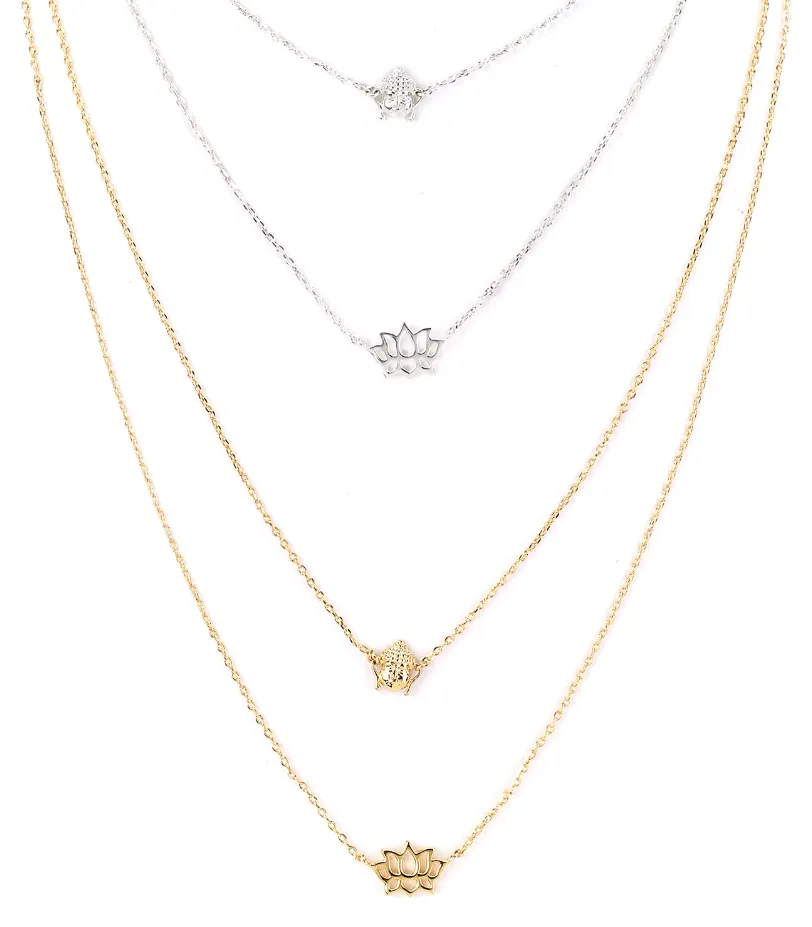 Buddha and Lotus Layered Necklace