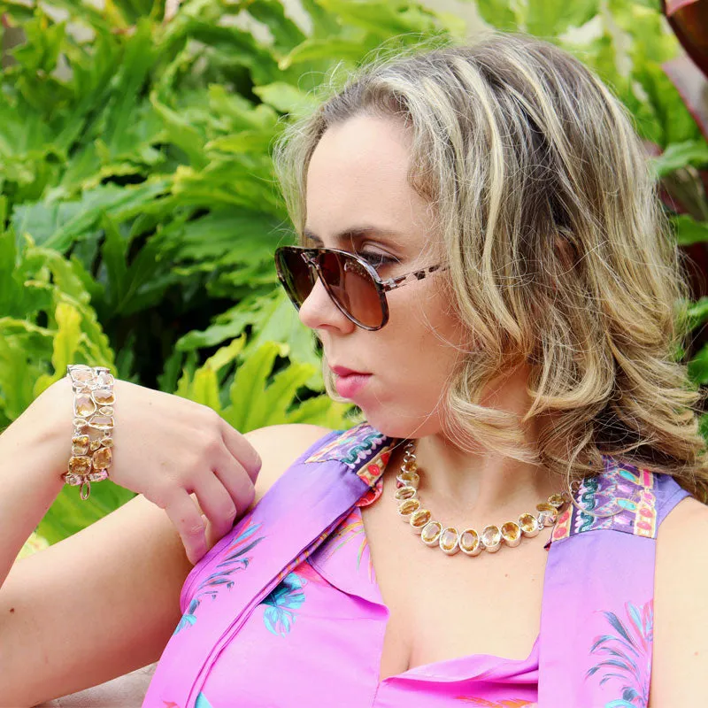 Citrine Boho Style Statement Bracelet