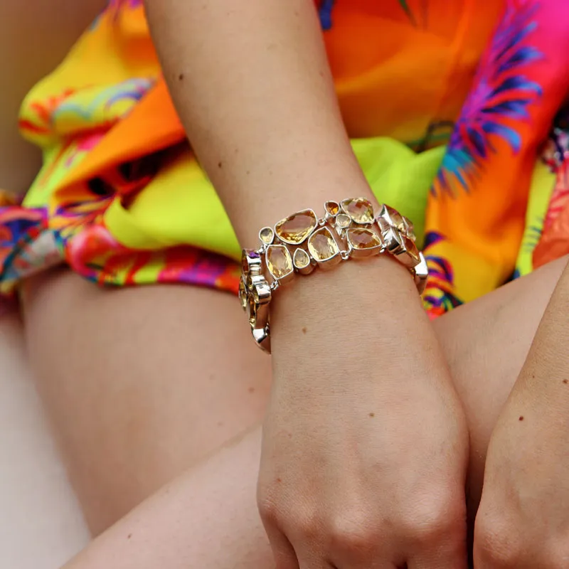 Citrine Boho Style Statement Bracelet