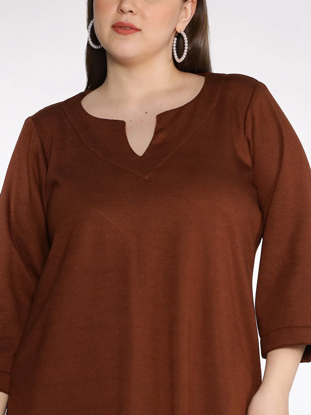 Coffee Fleece LongKurta - IvoryLily
