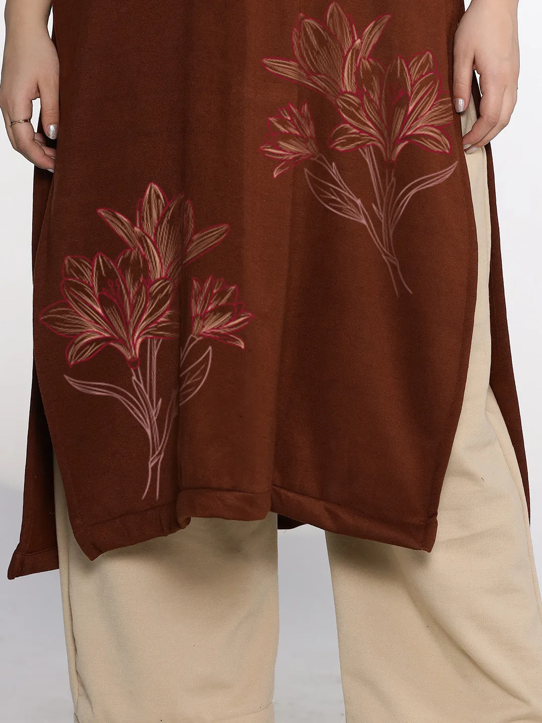 Coffee Fleece LongKurta - IvoryLily