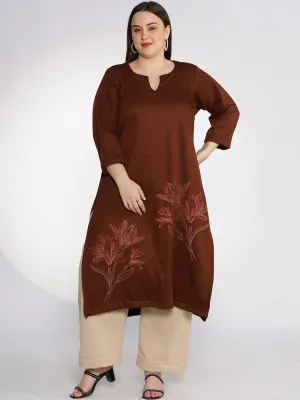 Coffee Fleece LongKurta - IvoryLily
