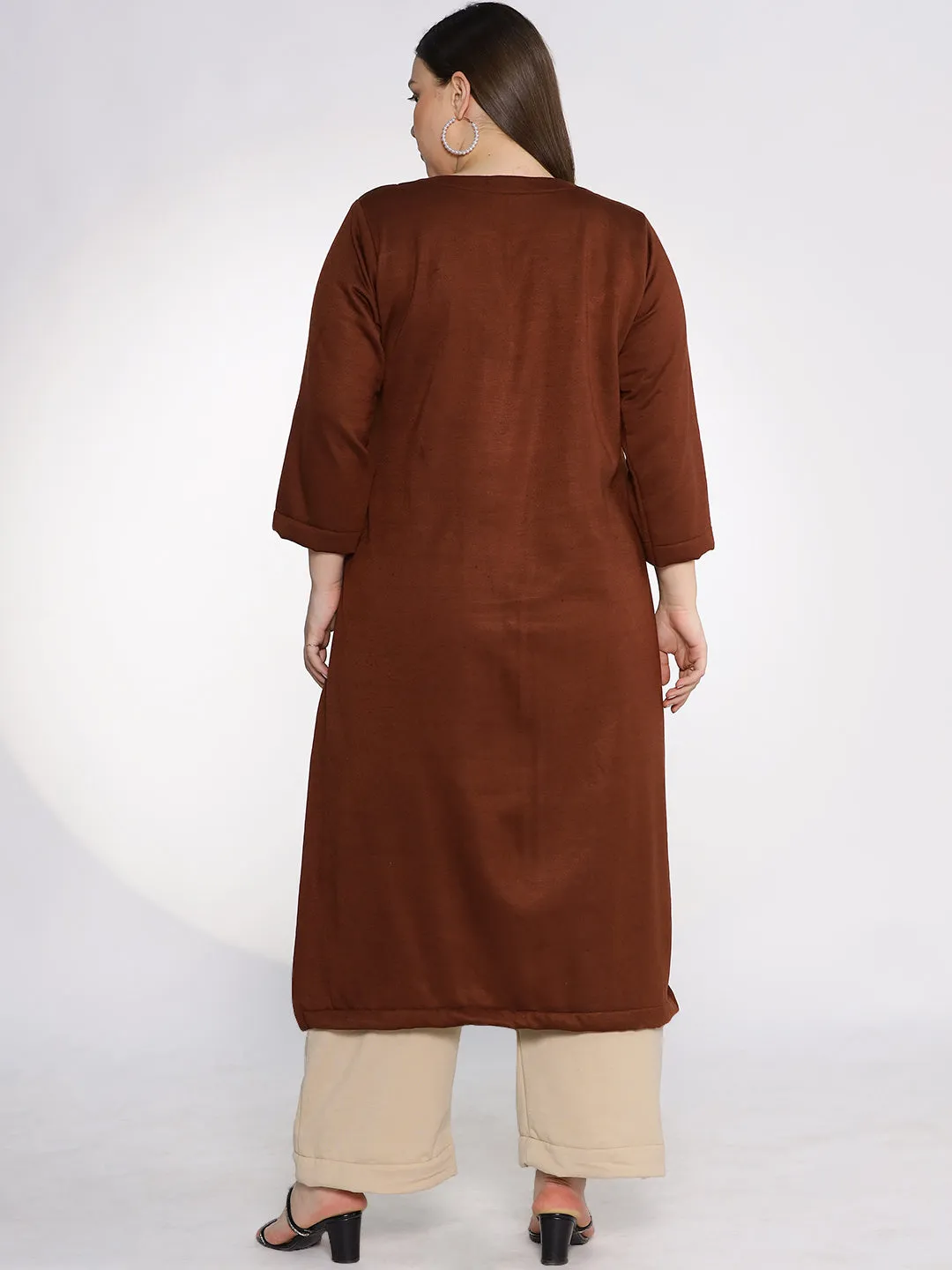 Coffee Fleece LongKurta - IvoryLily