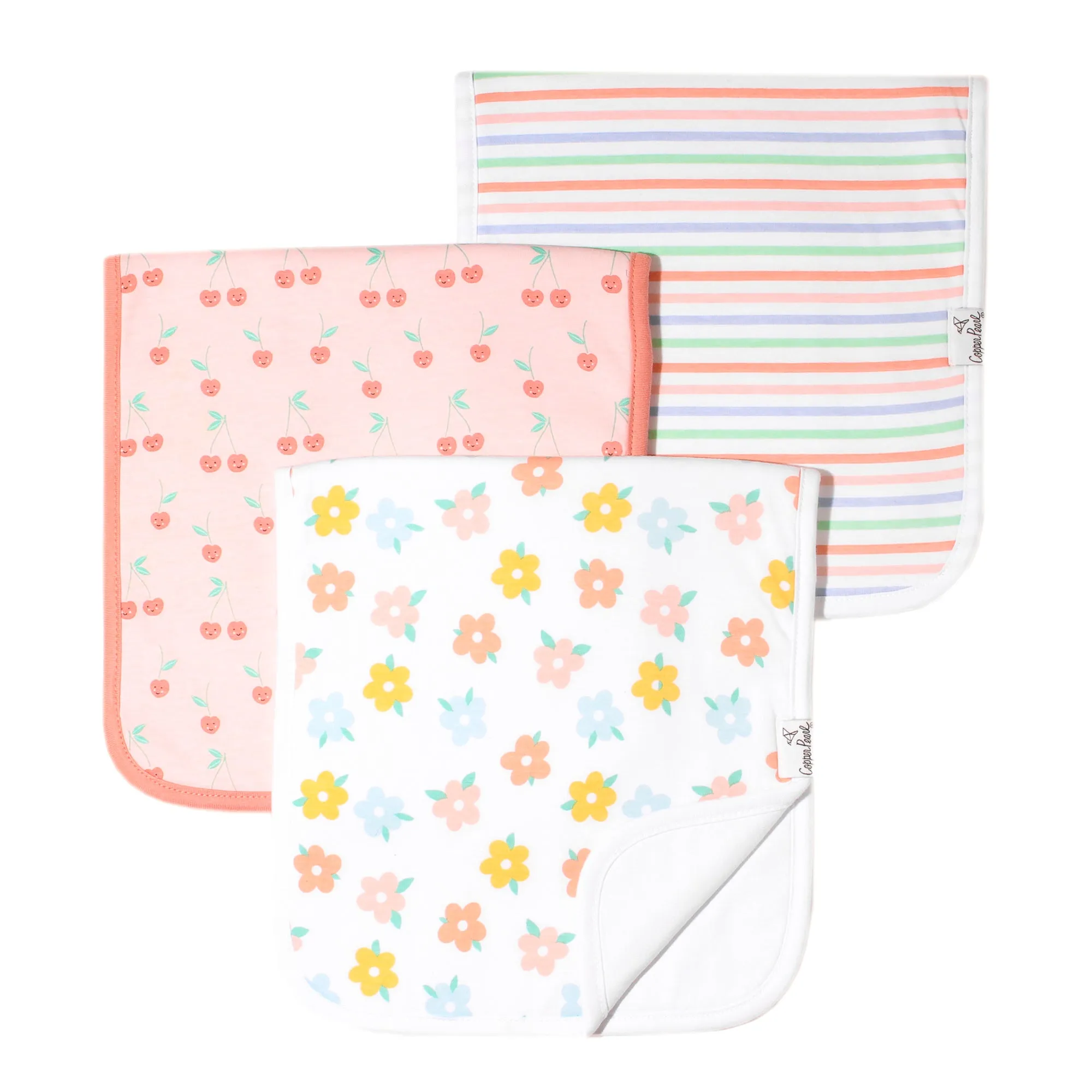 Copper Pearl Premium Burp Cloth Set / Cheery