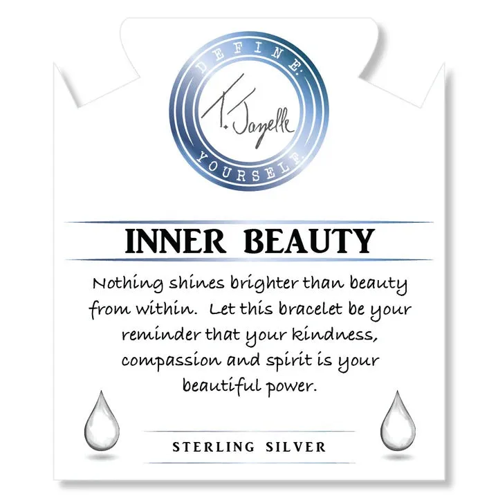 Denim Blue Agate Gemstone Bracelet with Inner Beauty Sterling Silver Charm