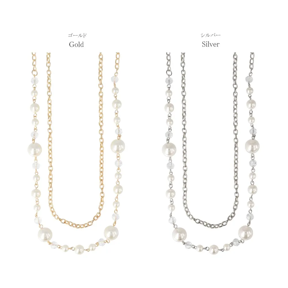 Double Strand Long Pearl Necklace