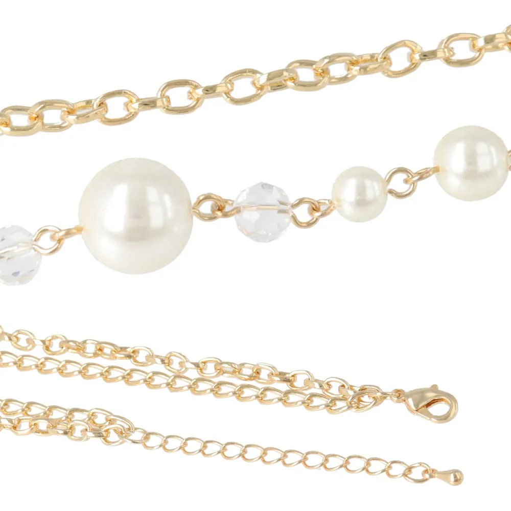 Double Strand Long Pearl Necklace