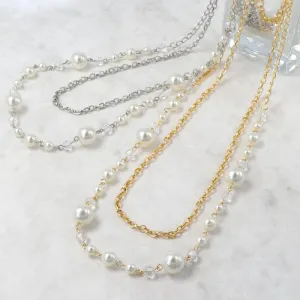Double Strand Long Pearl Necklace