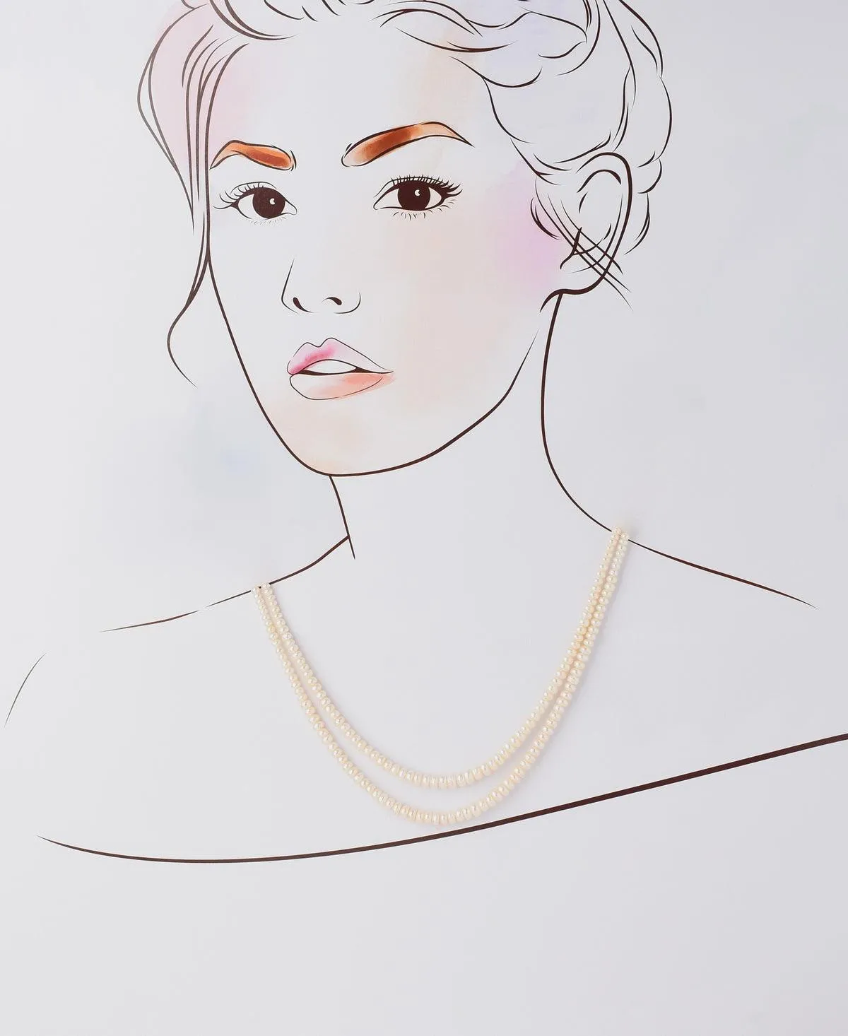 Elegant 2 line Pearl Necklace