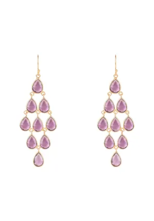 Erviola Gemstone Cascade Earrings Rose Gold Amethyst Hydro