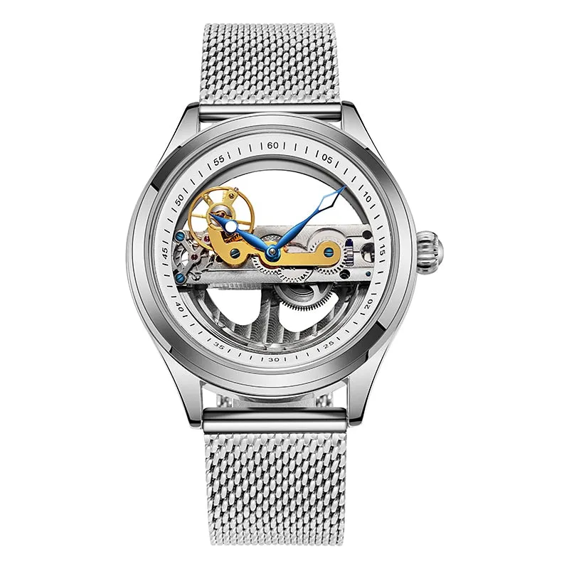 Fashion Transparent Single Bridge Men Tourbillon Automatic Mechanical Wristwatches
