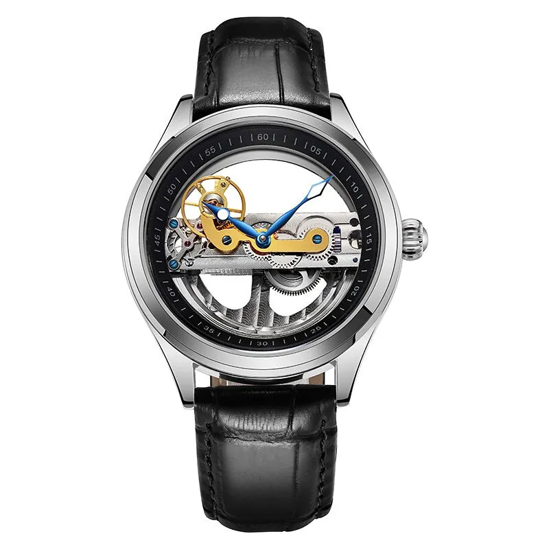 Fashion Transparent Single Bridge Men Tourbillon Automatic Mechanical Wristwatches