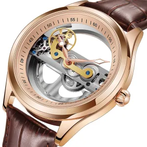 Fashion Transparent Single Bridge Men Tourbillon Automatic Mechanical Wristwatches