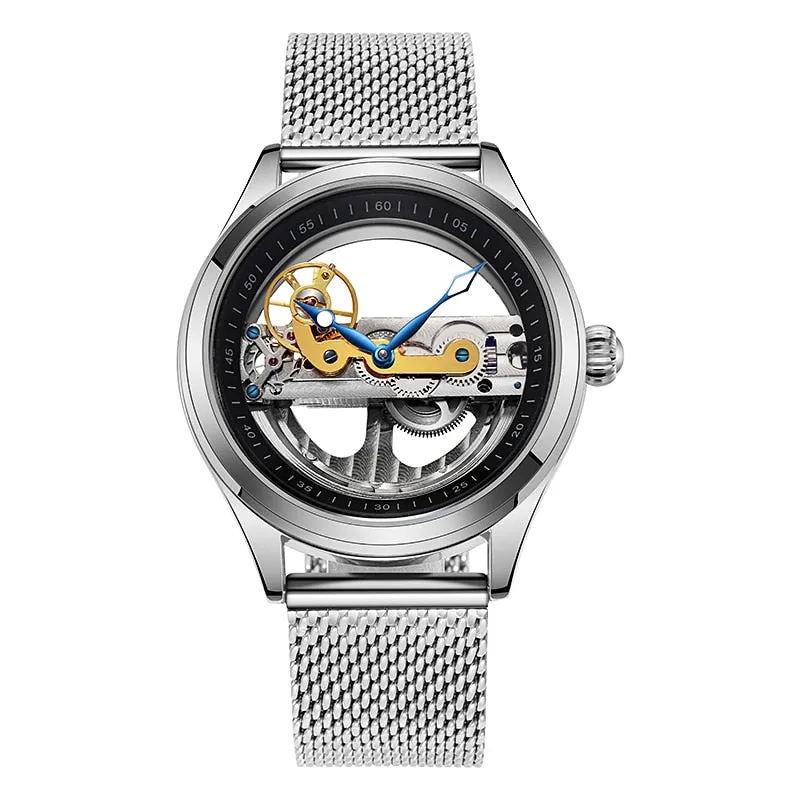 Fashion Transparent Single Bridge Men Tourbillon Automatic Mechanical Wristwatches