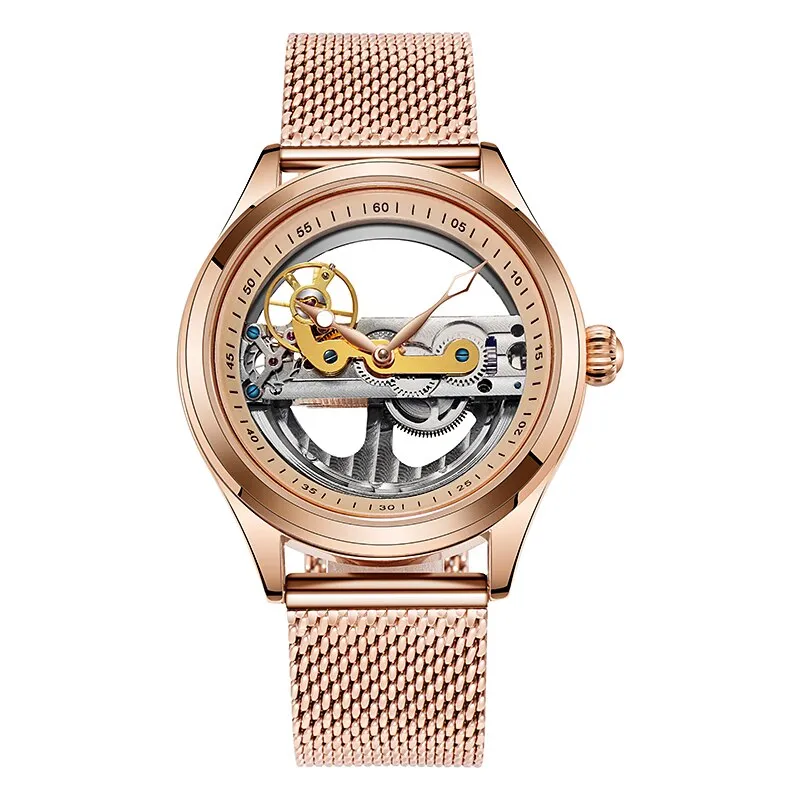 Fashion Transparent Single Bridge Men Tourbillon Automatic Mechanical Wristwatches