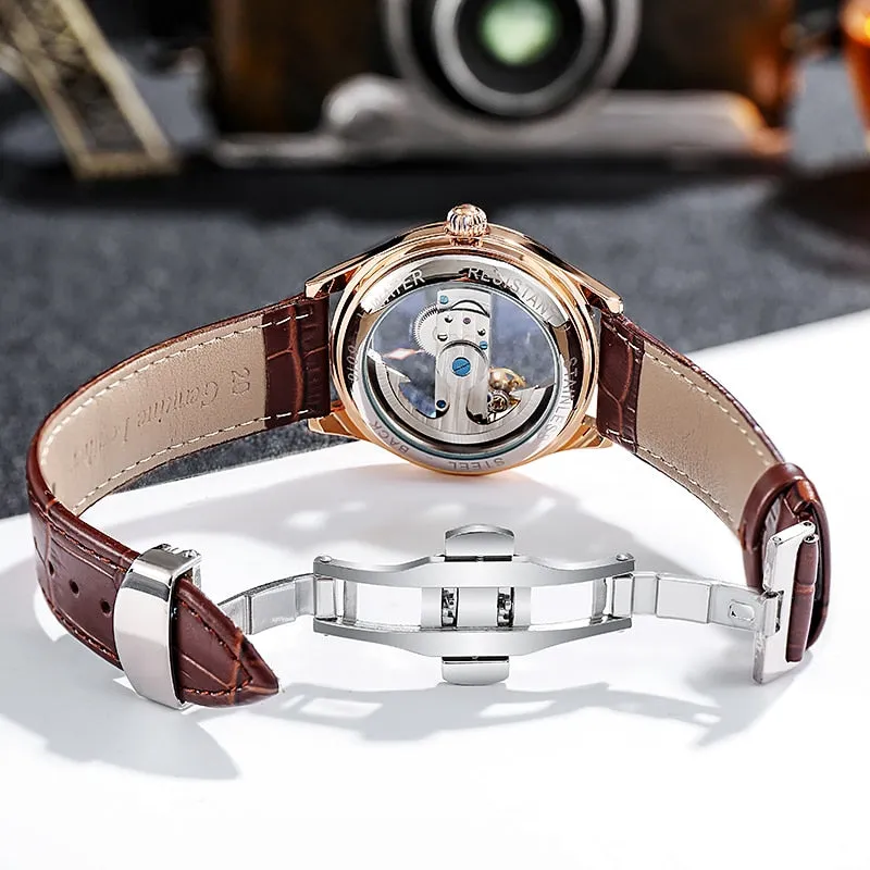 Fashion Transparent Single Bridge Men Tourbillon Automatic Mechanical Wristwatches
