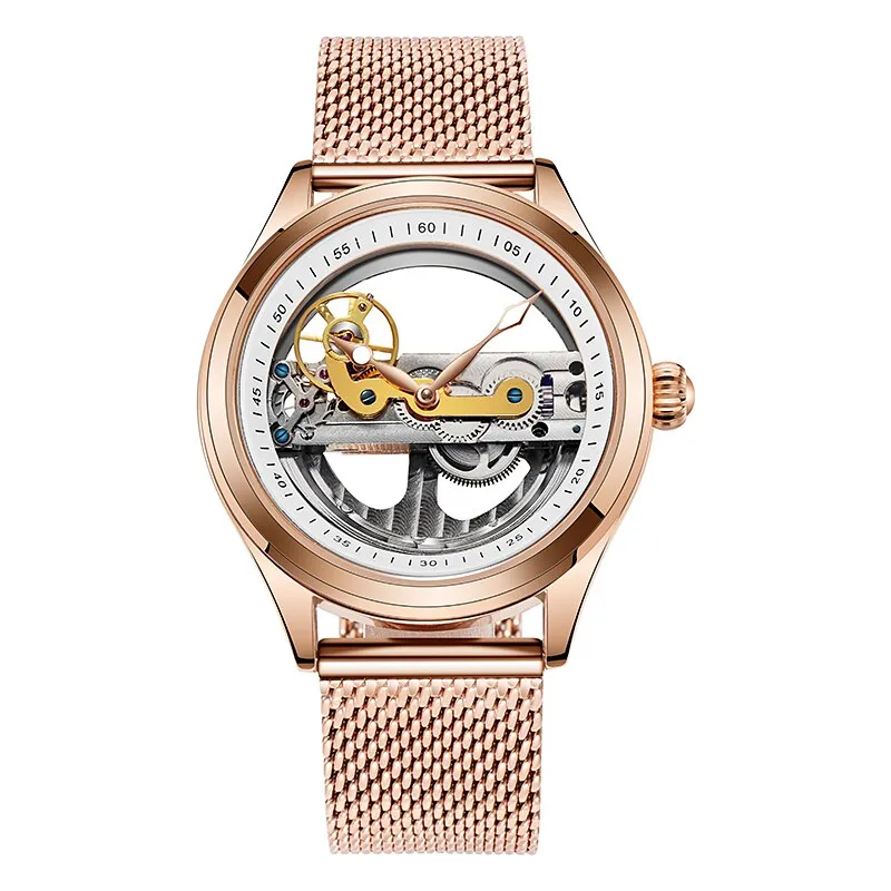 Fashion Transparent Single Bridge Men Tourbillon Automatic Mechanical Wristwatches
