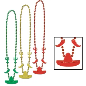 Fiesta Bead Necklaces - Assorted colors (3 per Package)