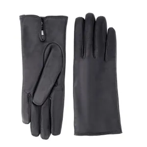 Gala Gloves Womens Basic Black Soft Nappa Leather Gloves With Palm Opening And Cashmere Lining