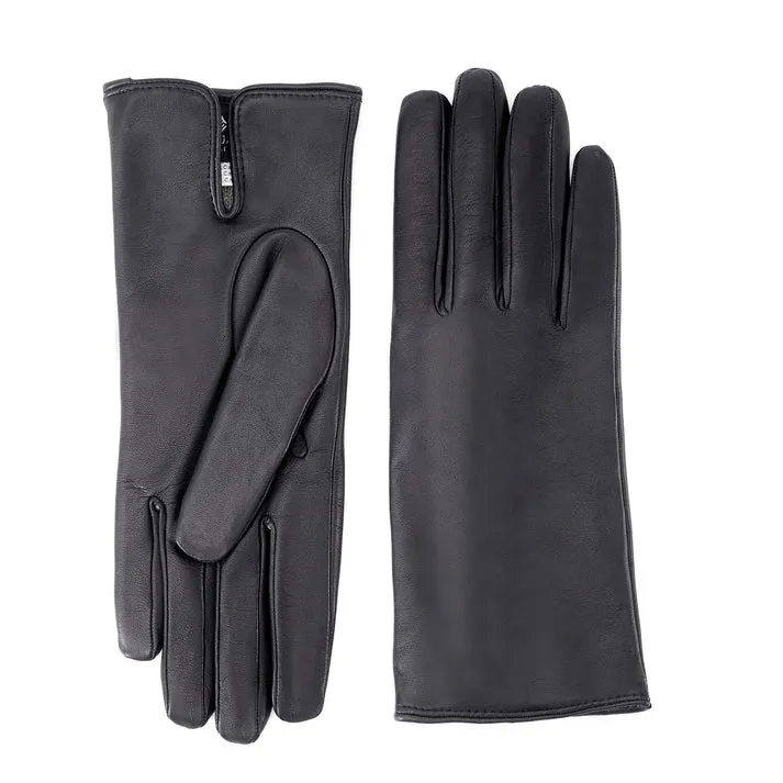 Gala Gloves Womens Basic Black Soft Nappa Leather Gloves With Palm Opening And Cashmere Lining