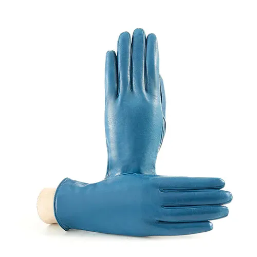 Gala Gloves Womens Petrol Soft Nappa Leather Gloves With Palm Opening And Cashmere Lining