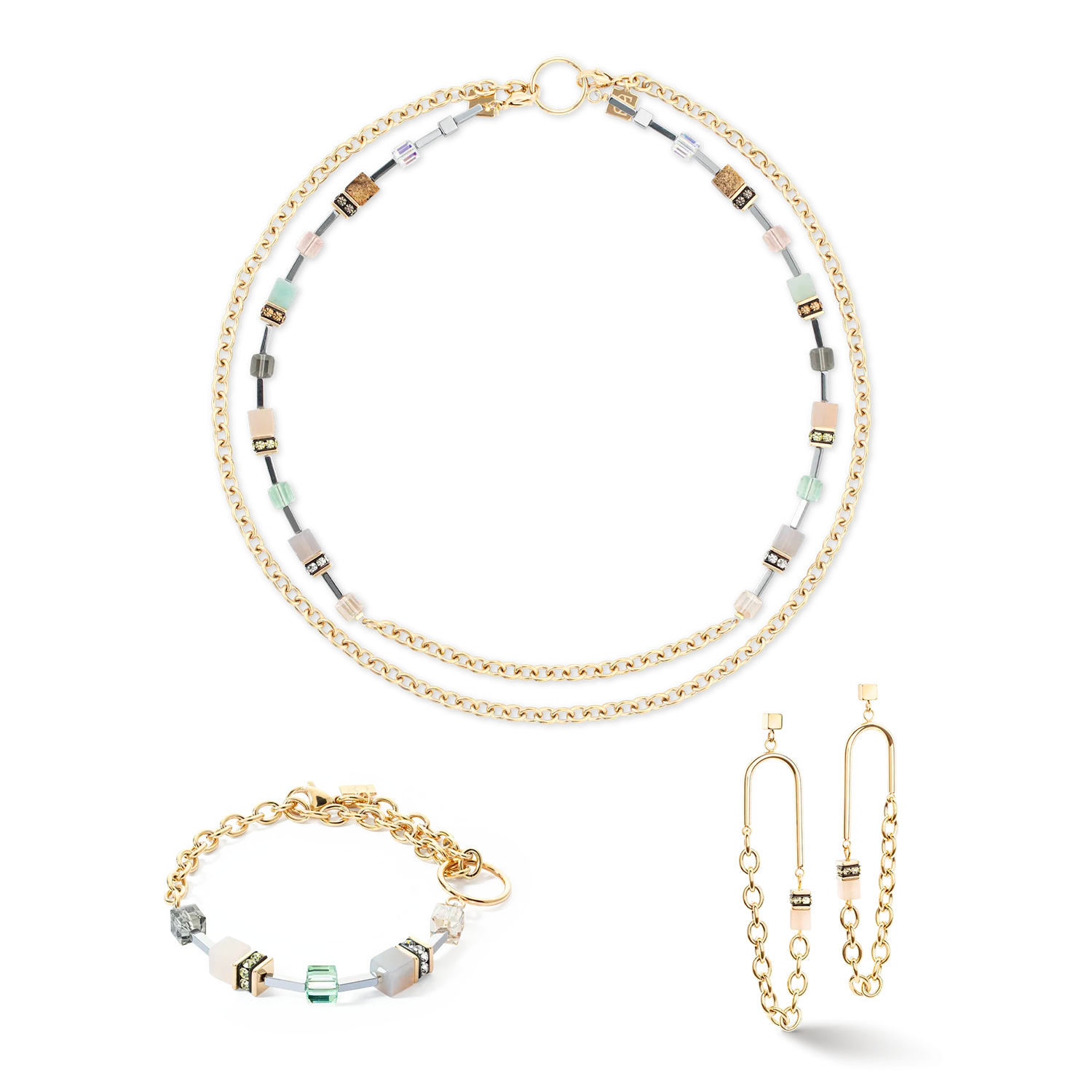 GeoCUBE® Iconic Boho necklace gold-multicolour