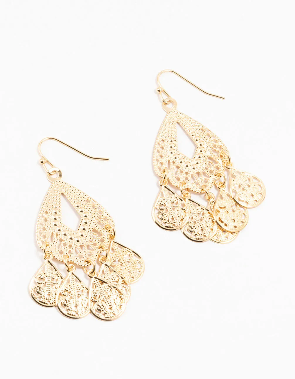 Gold Teardrop Dreamcatcher Drop Earrings