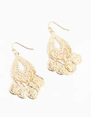 Gold Teardrop Dreamcatcher Drop Earrings