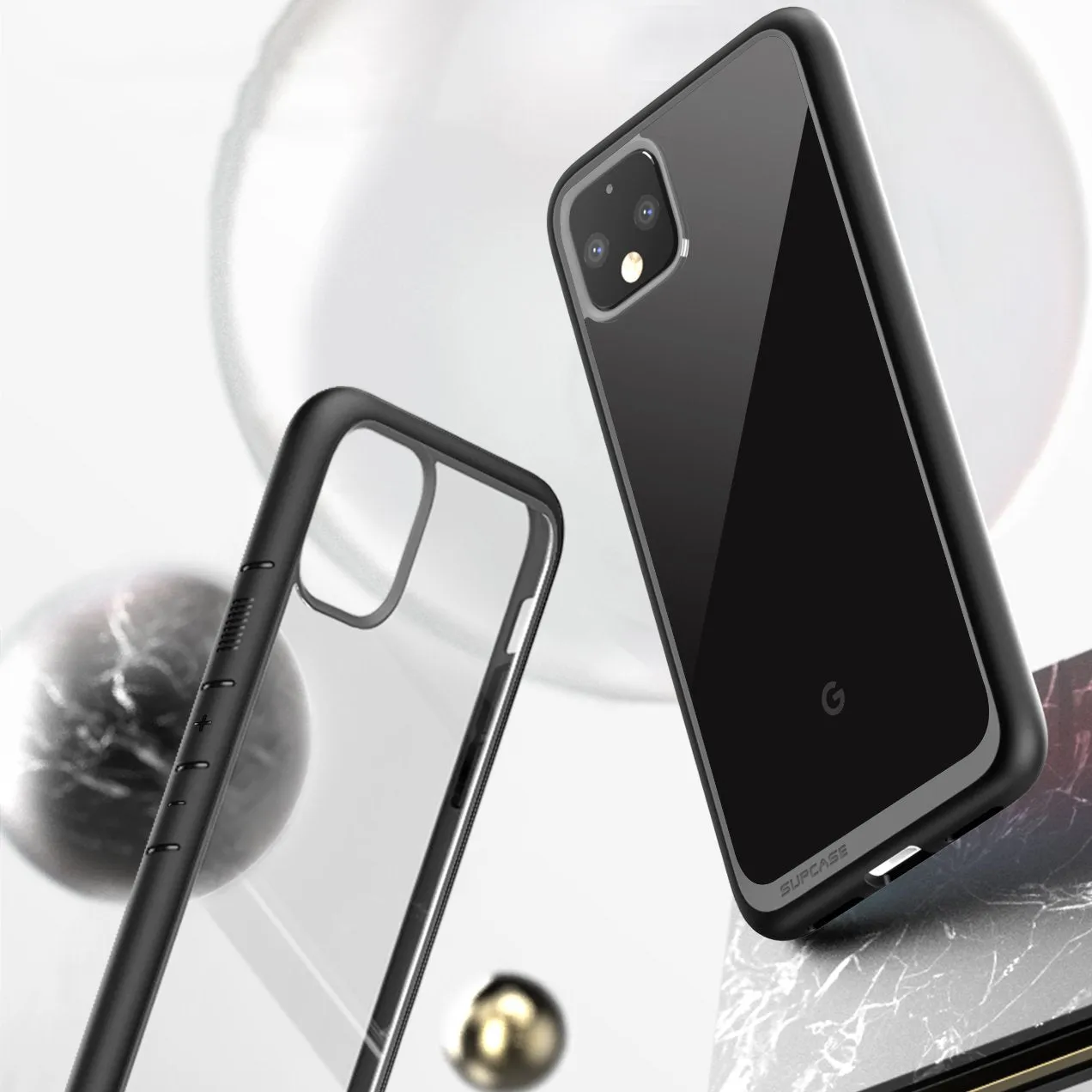 Google Pixel 4 XL Unicorn Beetle Style Clear Case-Black