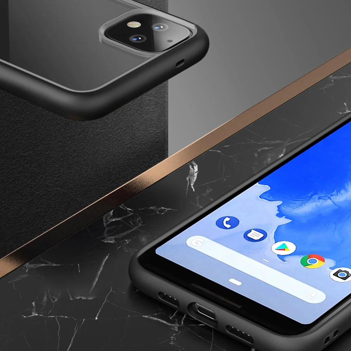 Google Pixel 4 XL Unicorn Beetle Style Clear Case-Black