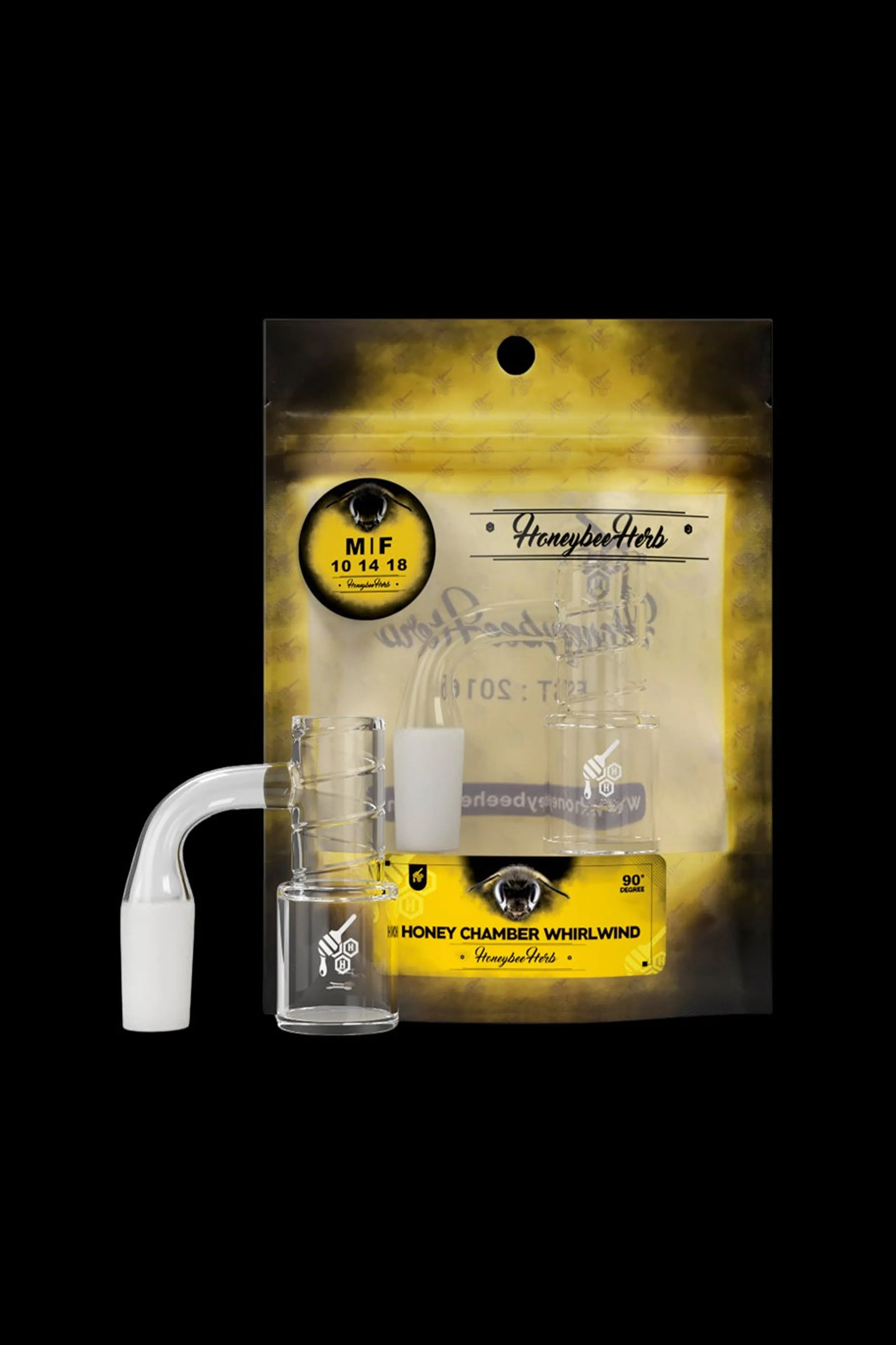 Honeybee Herb Honey Chamber Whirlwind Quartz Banger - Yellow Line