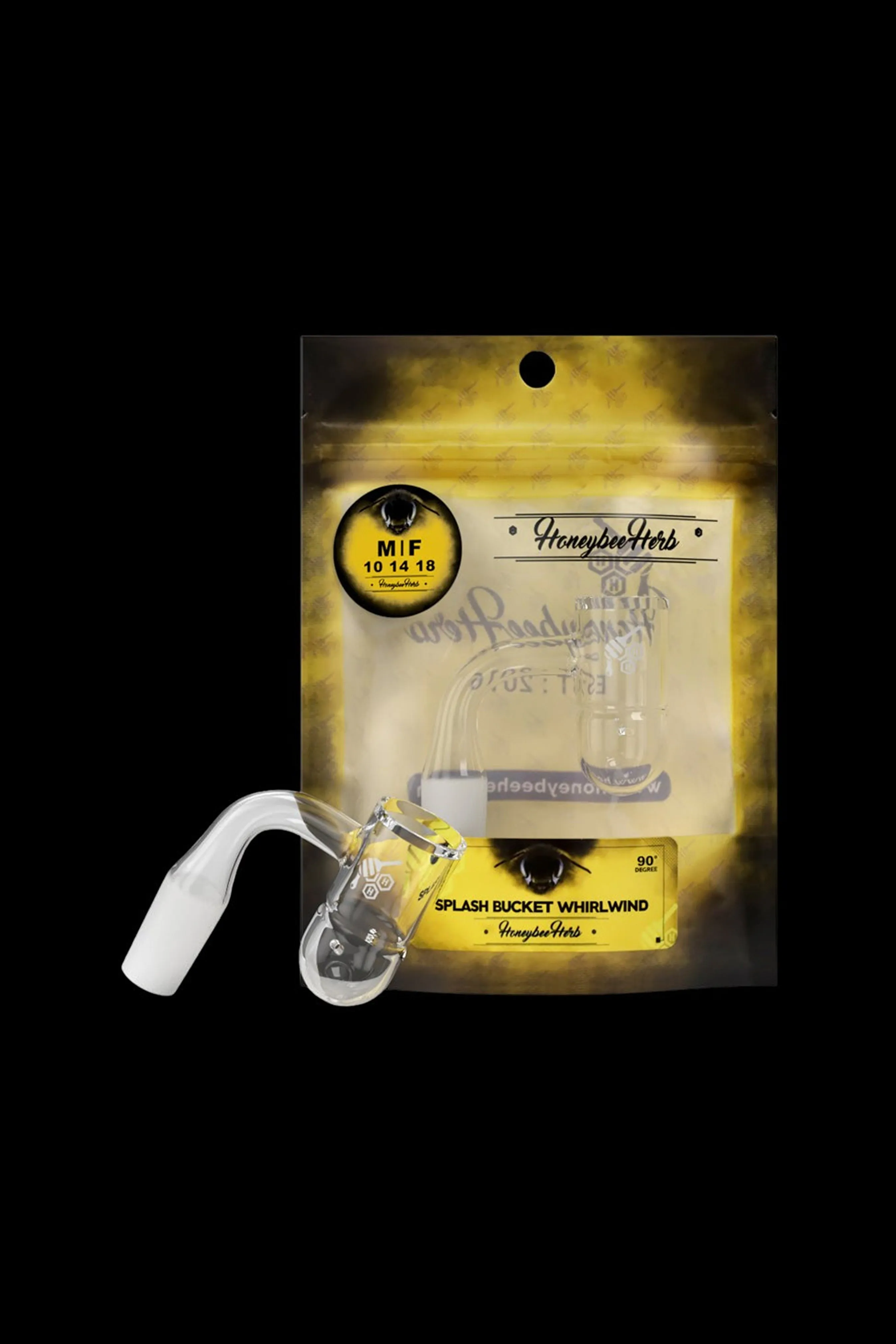 Honeybee Herb Splash Bucket Whirlwind Quartz Banger - Yellow Line