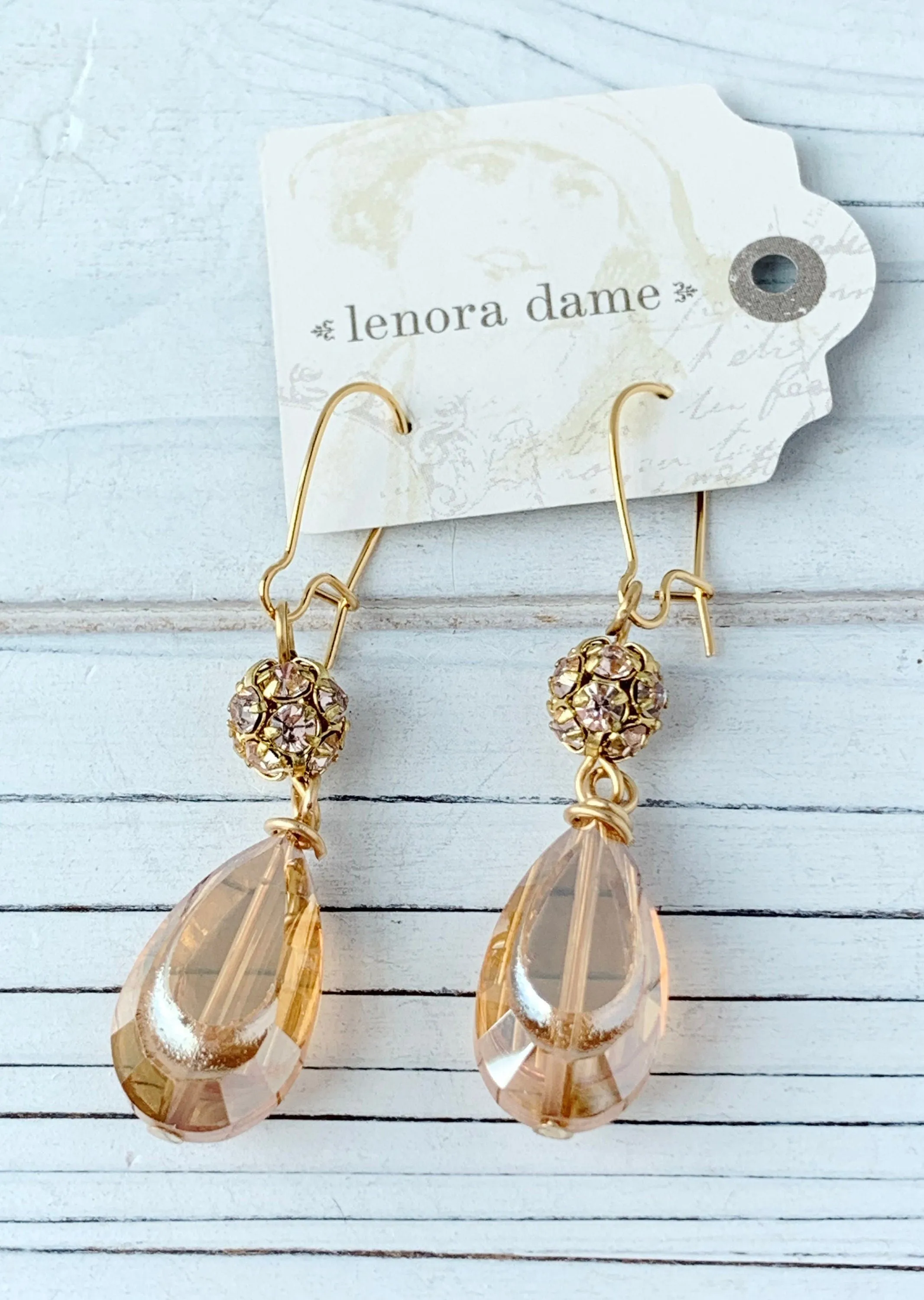 Iridescent Peach Drop Earring