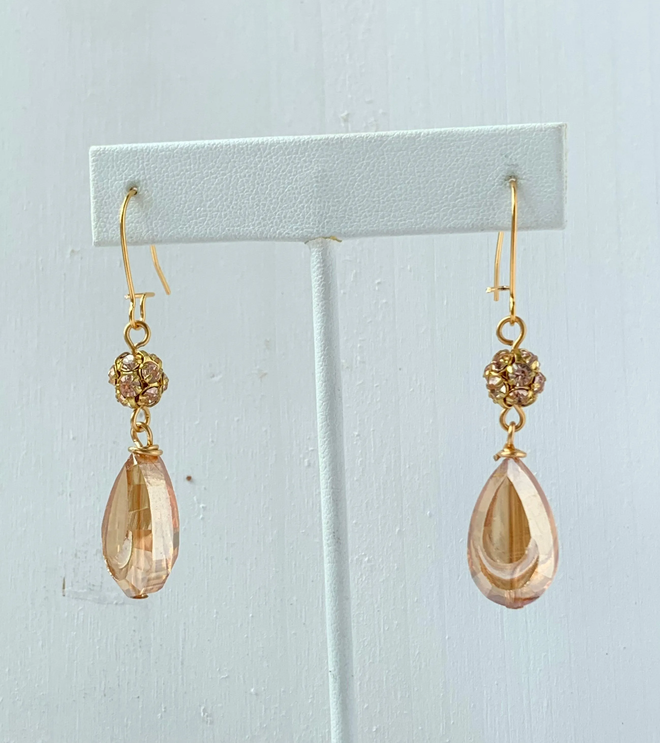 Iridescent Peach Drop Earring