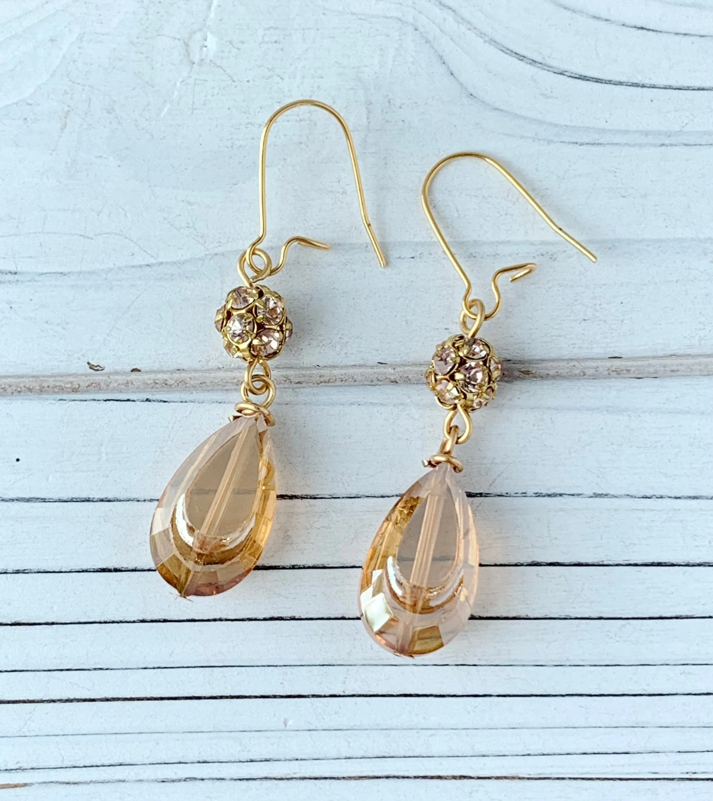 Iridescent Peach Drop Earring