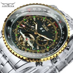 JARAGAR Tourbillon Wrist Watches Automatic Mechanical Military Male Watch Calendar Multi Function Top Brand Luxury Reloj